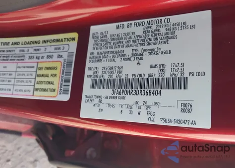 2013 Ford Fusion Se z USA, uszkodzony, nr VIN 3FA6P0HR3DR368404